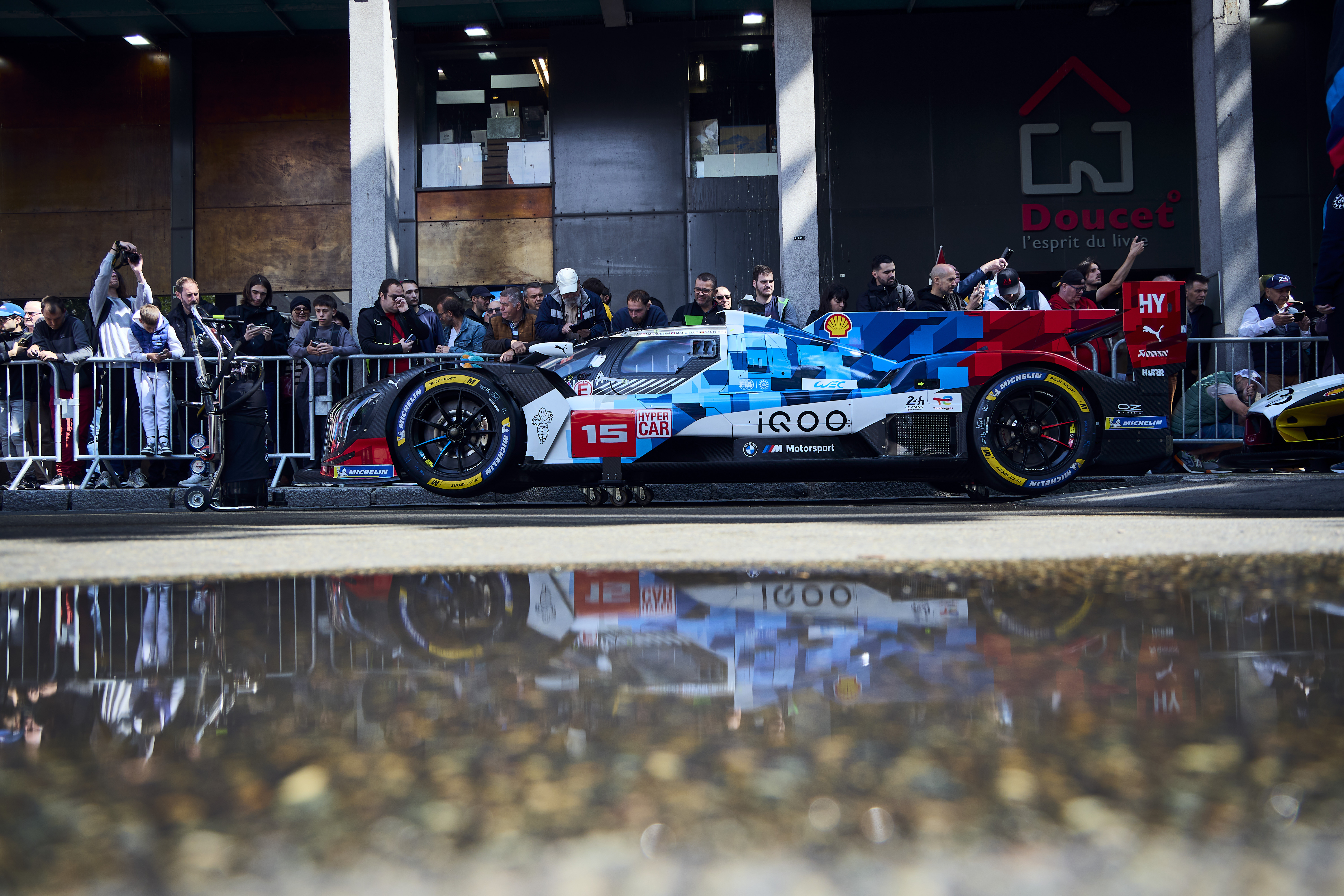Le Mans (FRA), 6-7 June 2025. 24 Hours of Le Mans, FIA World Endurance Championship, FIA WEC, scrutineering, city centre, Team WRT, #46 BMW M4 GT3 EVO, LMGT3, The Bend Team WRT, #31 BMW M4 GT3 EVO, Ahmad Al Harthy, Valentino Rossi, Kelvin van der Linde, Augusto Farfus, Yasser Shahin, Timur Boguslavskiy, Vincent Vosse.